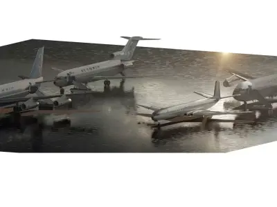 Boeing 720-051B  727-200  707-320B  De Havilland DH-106 COMET 4B 3D model
