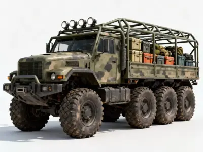 Extreme Multi-Axle Expedition Truck 3D Model Low-poly 3D model