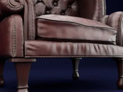 Antique Chesterfield Chair Low-poly 3D model