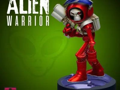 Alien Warrior STL Sci-Fi Soldier Figure 3D print model