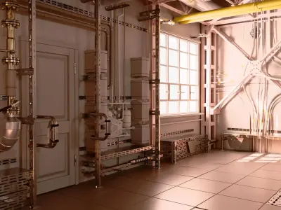 Industrial Factory Room Interior M1 3D model