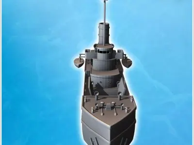 Modern cargo ship with open hold observation mast and lifeboat 4 3D print model