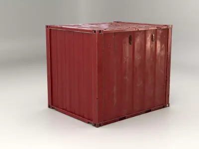Intermodal Shipping Container 10-foot-long Red Aged Low-poly 3D model