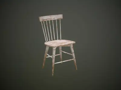 Dirty Wooden Chair  Low-poly 3D model