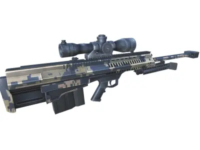 34-barrett-gun model 3d game ready model Low-poly 3D model Low-poly 3D model