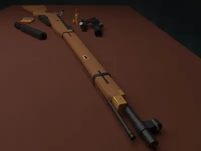 Stylized Mosin-Nagant Low-poly 3D model