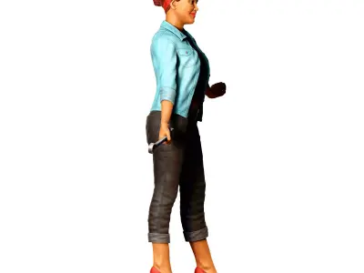 N3 Girl leaning on VW Beetle 3D print model