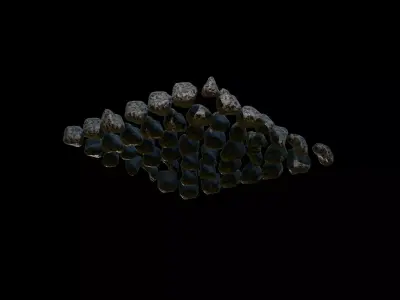Realistic Asphalt Splashed Road Stone Set 50 Urban Rock Models 3D model