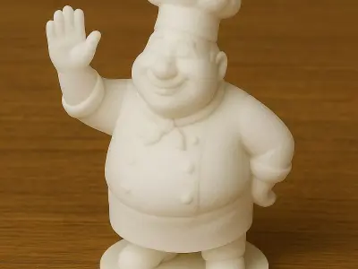 Chef Waving to Customer 3D print model