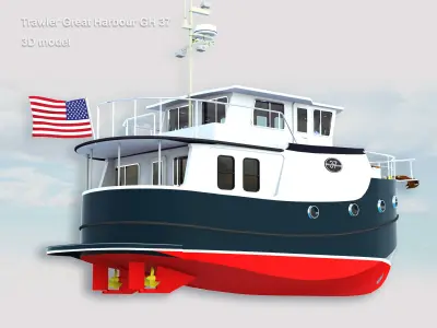 Trawlers Great Harbour GH 37  Low-poly 3D model