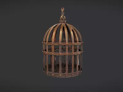 Antique iron birdcage 3D model