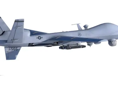 MQ-9 Reaper Fuly-Rigged With Weapons Low-poly 3D model