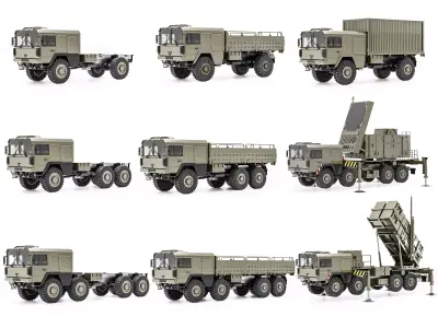 MAN KAT1 Military Trucks and Patriot Air Defense 3D Pack