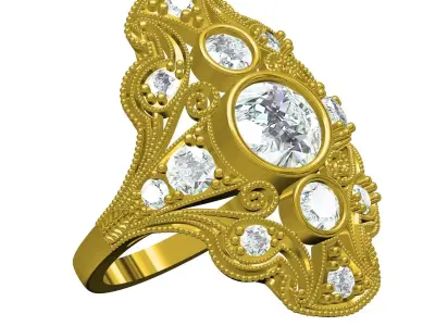 Antique Art Deco Style Engagement Ring 3D print model purchase