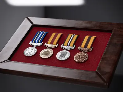 British military medal and badge Low-poly 3D model