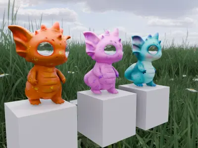 toon Turquoise Dinosaur Low-poly 3D model