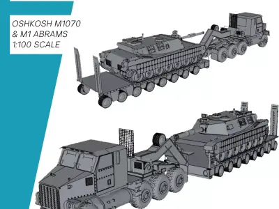 Oshkosh M1070 mit M1 Abrams 3D print model