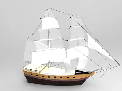 Pirate sailboat Low-poly 3D model