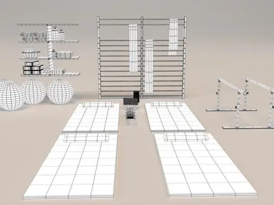 Low Poly AR VR Gym School Aerobics Miniature 3D model