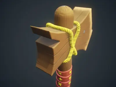 Stylized Wood Axe - Game-Ready Low-Poly 3D Model Low-poly 3D model