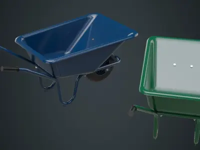 Wheelbarrow 1A Low-poly 3D model