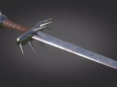 Stylized Medieval Sword melee weapon game ready Low-poly 3D model 2