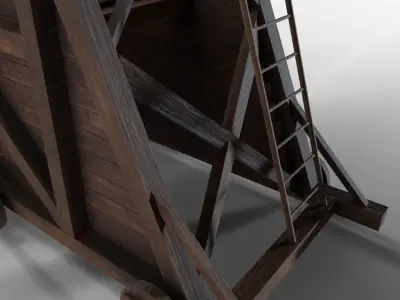 Tower siege medieval Low-poly 3D model