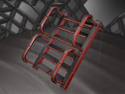 Sci-Fi Stairs - 26- Red Version Low-poly 3D model