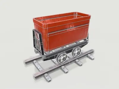 Mine Wagon 4 Low-poly 3D model
