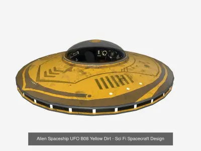 10 Alien Spaceships UFO Collection H Yellow - Spacecraft Design 3D Model Pack