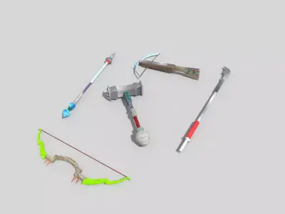 5 low poly fantasy weapons pack 1 Low-poly 3D model