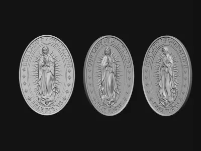 Our Lady of Guadalupe Medallion Set 4 versions 3D print model