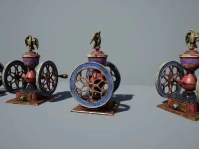 Antique Coffee Grinder Low-poly 3D model