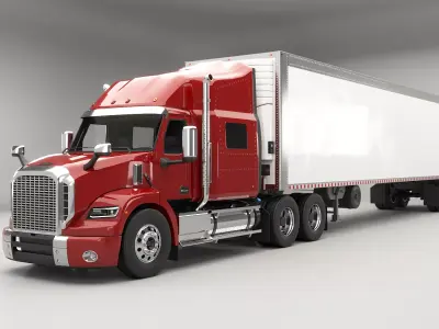 Generic Semi Truck Sleeper Cab and Refrigerated US Trailer Low-poly 3D model