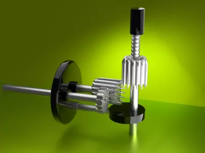  Mechanical Gear with Chrome and Glossy texture Low-poly 3D model