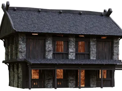 Old Medieval Building House 4K Textures GameReady 43 Low-poly 3D model
