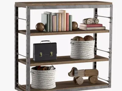 French Library Low Shelving 3D model
