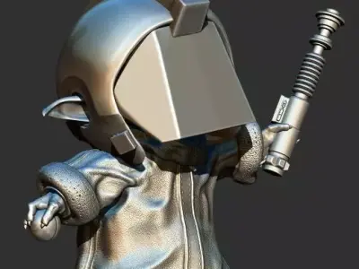 Grogu with Training Helmet  3D print model