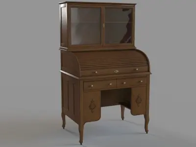Antique Roll Top Secretary Desk 3D model