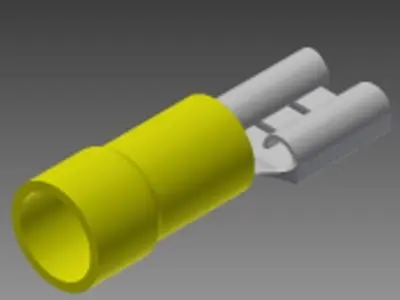 12-10 female flat spade yellow solderless wire terminal Free 3D model