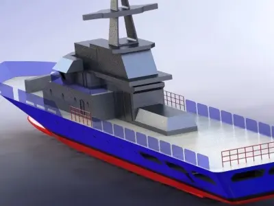 Military ship Low-poly 3D model