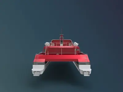 Ferry Roro Ship Catamaran Hull Low-poly 3D model