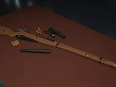 Stylized Mosin-Nagant Low-poly 3D model