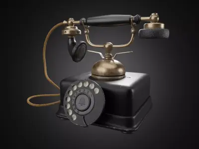 Vintage old rotary telephone 3D model