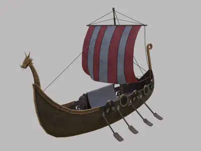 Viking Ship Low-poly 3D model get