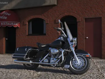 Road King Motorcycle Black Parked 3D model