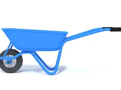 Low Poly Cartoon Wheelbarrow Low-poly 3D model