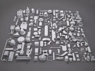 Kitbash-6 different items 3D model
