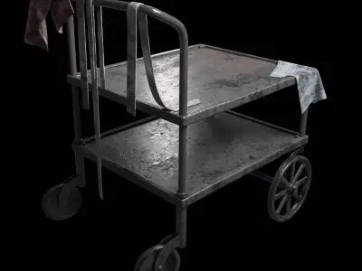 Two Shelf Industrial Cart on Wheels Free 3D model