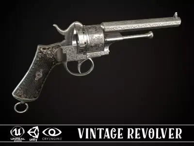 LEFAUCHEUX - Vintage Revolver Steel Low-poly 3D model